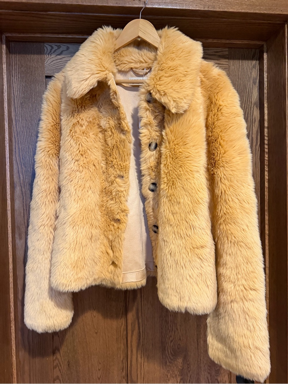 Free People Faux Fur Teddy Coat in Honey